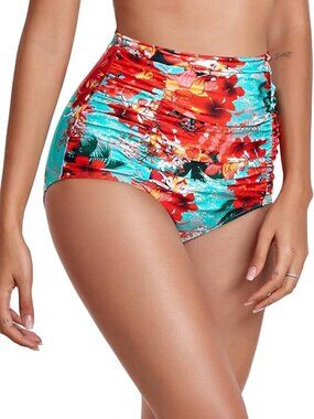 New RELLECIGA High Waisted Hawaiian Tropical Bikini Bottom